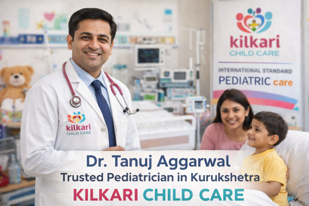 Dr. Tanuj Aggarwal best pediatrician in Kurukshetra treating child at Kilkari Child Care